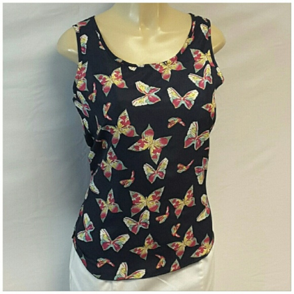 Shenermei Tops - SHENERMEI, Butterfly Sleeveless Top, size Large